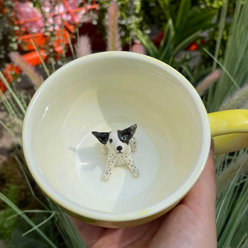 Tasse en céramique personnalisée faite à la main avec figurine d'animal de compagnie - Esthétique