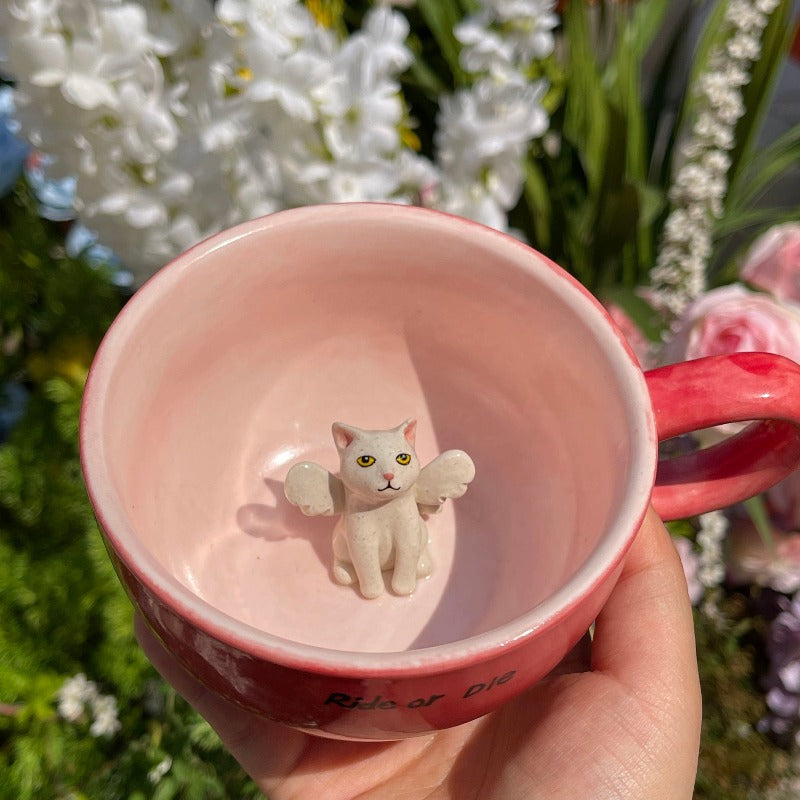 Tasse en céramique personnalisée faite à la main avec figurine d'animal de compagnie - Esthétique