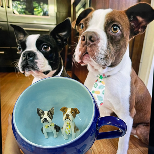 Tasse en céramique personnalisée faite à la main avec figurine d'animal de compagnie - Esthétique