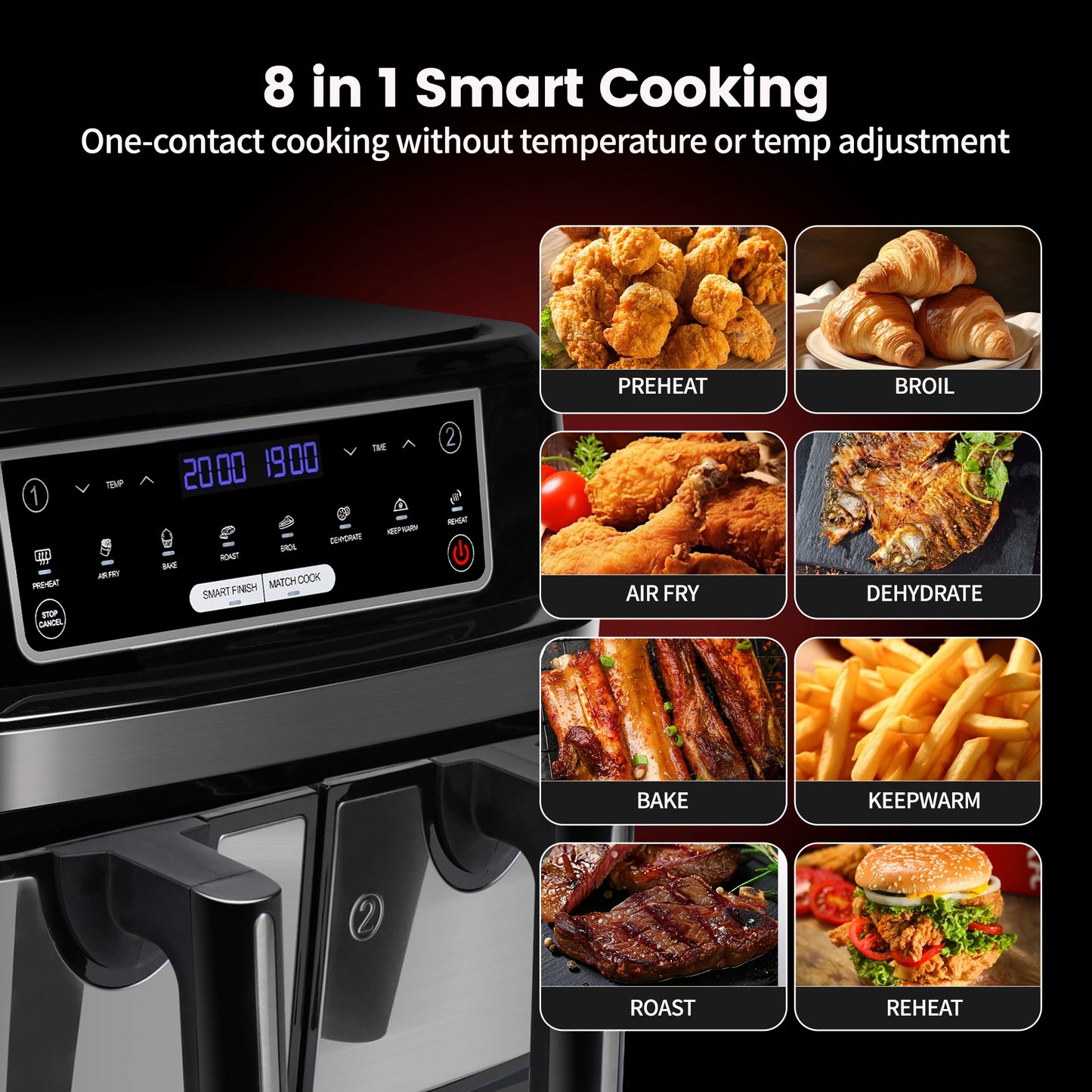 Air fryer HOMCOM 8L 2700W  Double 8