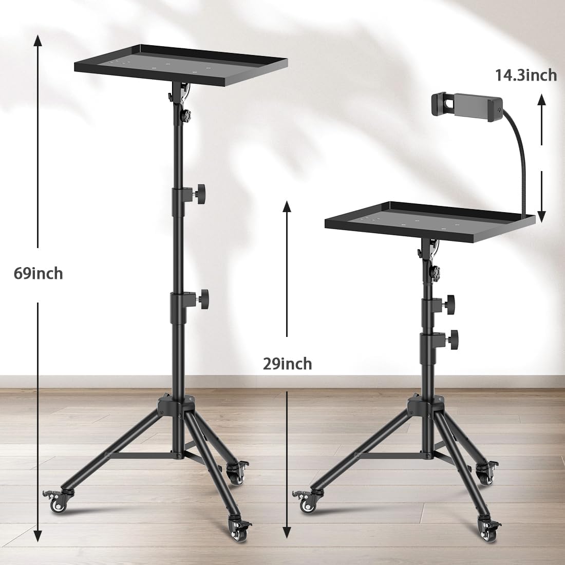 Support portable pour ordinateur portable et projecteur – Trépied à hauteur réglable pour le travail et les films