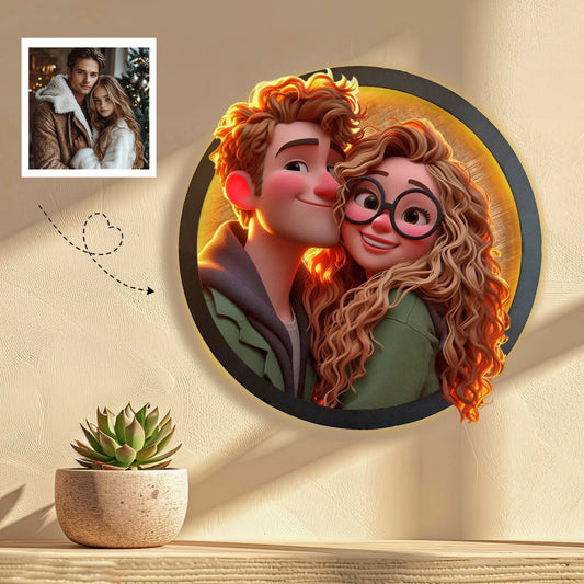 Personalized Photo Cartoon Portrait Frame with LED