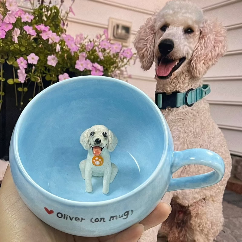 Tasse en céramique personnalisée faite à la main avec figurine d'animal de compagnie - Esthétique