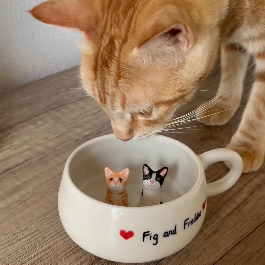 Tasse en céramique personnalisée faite à la main avec figurine d'animal de compagnie - Esthétique