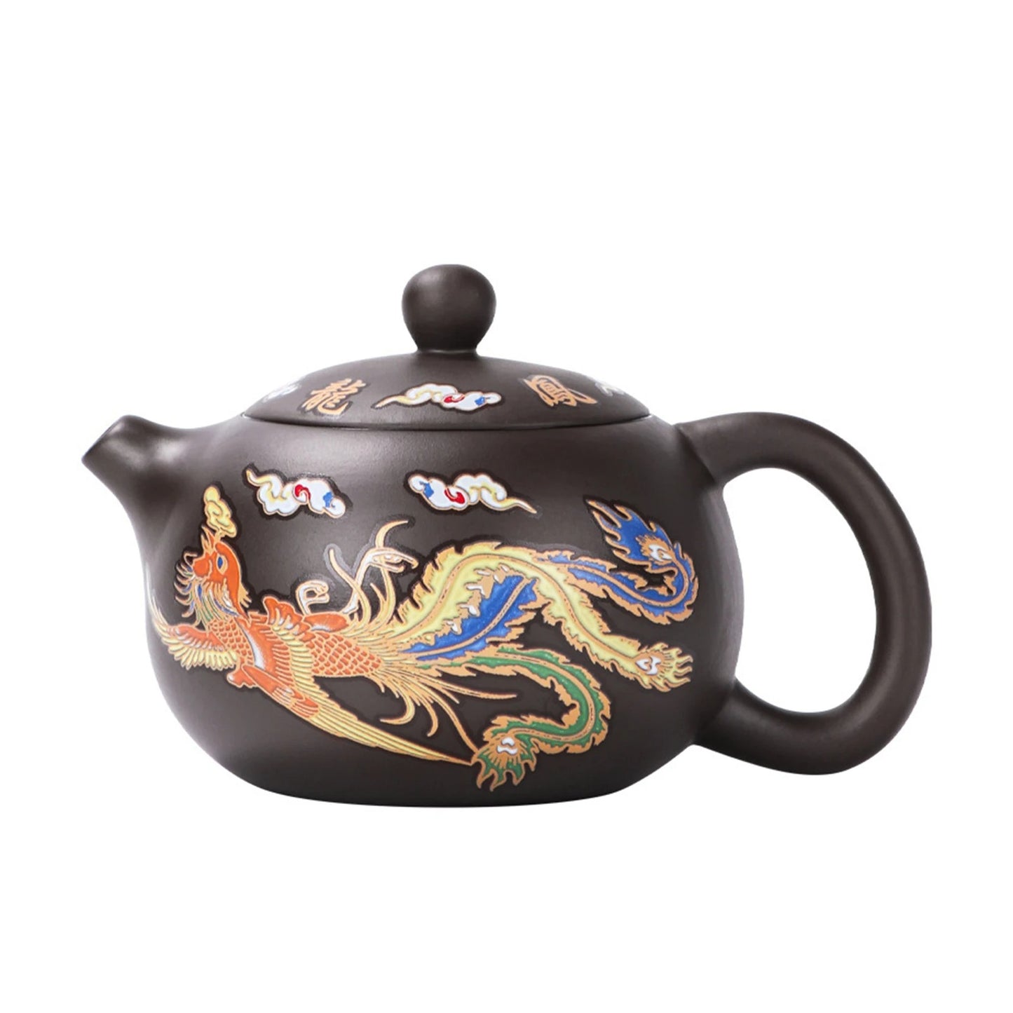 Handmade Dragon & Phoenix Purple Clay Teapot – Color-Changing Elegant Gift