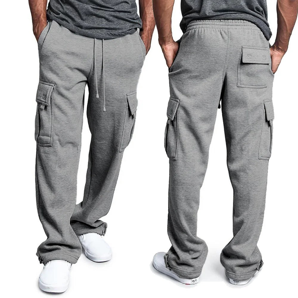 Men’s Straight-Fit Sweatpants – Oversized Joggers with Multi-Pockets