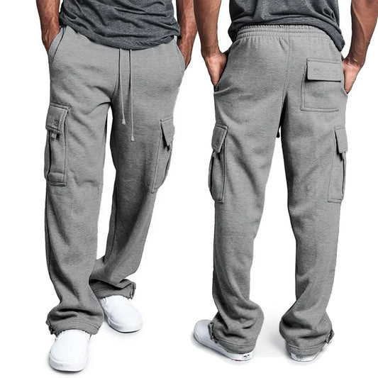 Pantalon de survêtement coupe droite pour homme – Pantalon de jogging oversize avec plusieurs poches