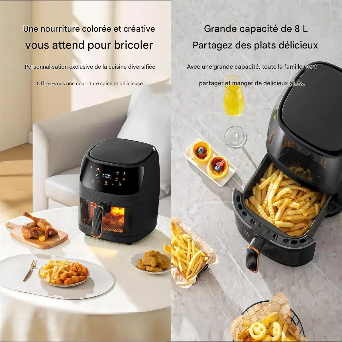 Friteuse à air 1400 W Grande capacité 8 L Écran tactile LCD