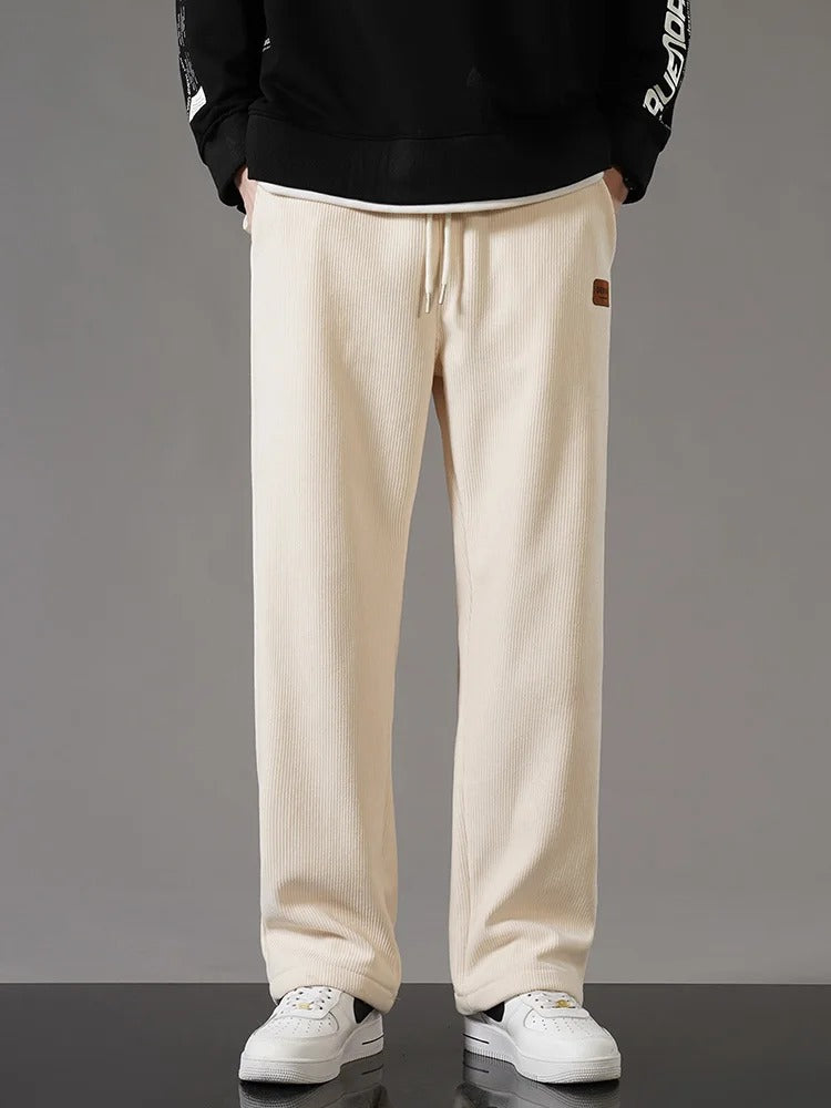 Men’s Winter Corduroy Sweatpants – Fleece-Lined Warm Wide-Leg Trousers