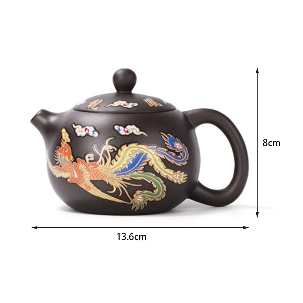 Handmade Dragon & Phoenix Purple Clay Teapot – Color-Changing Elegant Gift