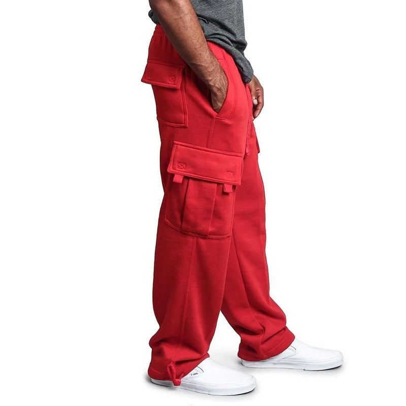 Men’s Straight-Fit Sweatpants – Oversized Joggers with Multi-Pockets