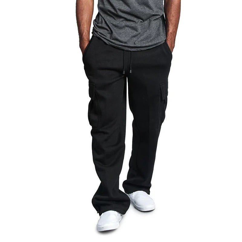 Pantalon de survêtement coupe droite pour homme – Pantalon de jogging oversize avec plusieurs poches