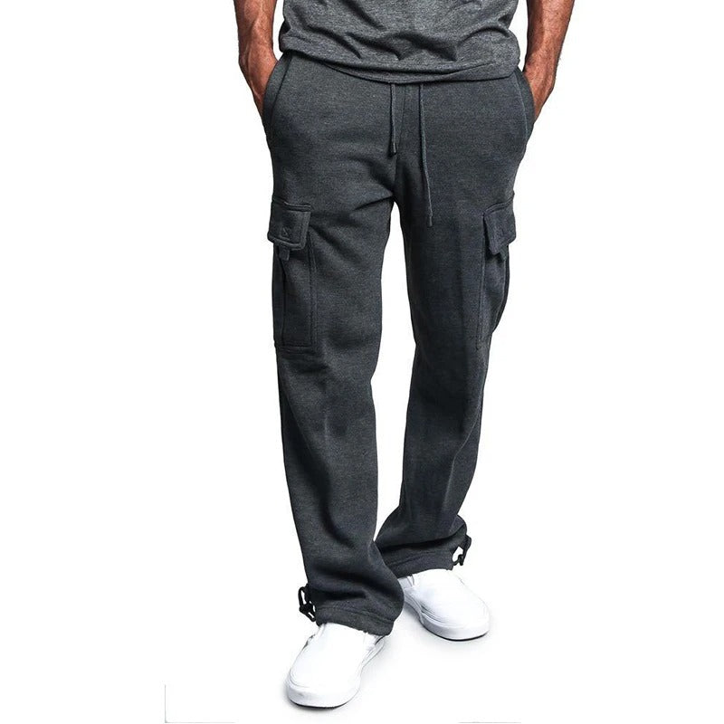 Men’s Straight-Fit Sweatpants – Oversized Joggers with Multi-Pockets